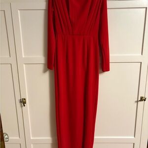 Elegant Red Long Sleeve Dress